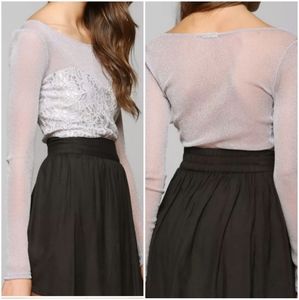 UO KIMCHI BLUE XS Limelight Lilac Sheer Lace Top XS